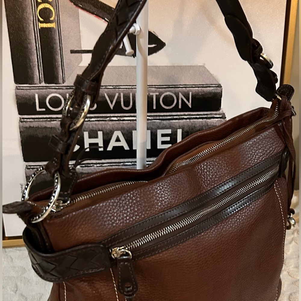 Brighton Brown Leather Hobo Shoulder Bag - Picture 3 of 12